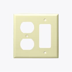 Ivory Mid-Size 2-Gang Duplex Receptacle & GFCI Plastic Wall Plate