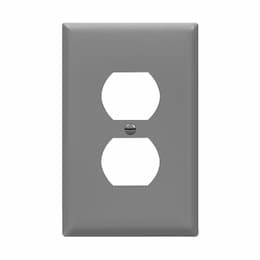 1-Gang Mid-Size Wall Plate, Duplex, Gray