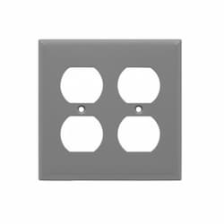 2-Gang Unbreakable Duplex Outlet Wall Plate, Polycarbonate, Gray