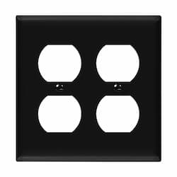 2-Gang Mid-Size Wall Plate, Duplex, Black