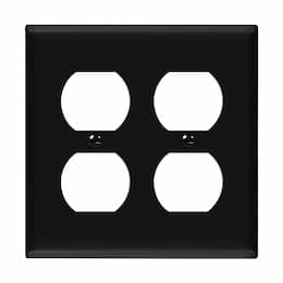 2-Gang Mid-Size Wall Plate, Duplex, Black