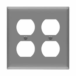 2-Gang Mid-Size Wall Plate, Duplex, Gray