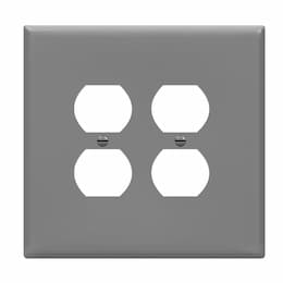 2-Gang Over-Size Wall Plate, Duplex, Gray