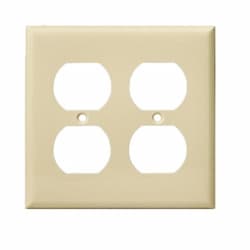 2-Gang Oversized Duplex Receptacle Wall Plate, Polycarbonate, Ivory