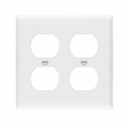 2-Gang Oversized Duplex Receptacle Wall Plate, Polycarbonate, White
