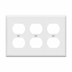 3-Gang Standard Wall Plate, Duplex, Thermoplastic, Gray