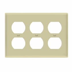 3-Gang Mid-Size Wall Plate, Duplex, Ivory