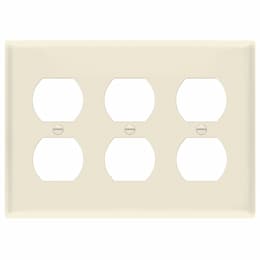 3-Gang Mid-Size Wall Plate, Duplex, Light Almond