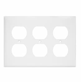 Enerlites White 3-Gang Mid-Size Duplex Receptacle Plastic Wall Plates