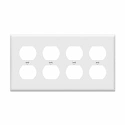 4-Gang Standard Wall Plate, Duplex, Thermoplastic, Gray