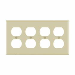 4-Gang Standard Wall Plate, Duplex, Thermoplastic, Light Almond
