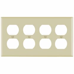 4-Gang Mid-Size Wall Plate, Duplex, Ivory