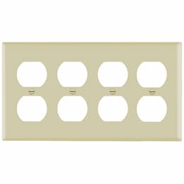 4-Gang Mid-Size Wall Plate, Duplex, Ivory