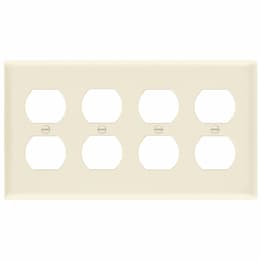 4-Gang Mid-Size Wall Plate, Duplex, Light Almond