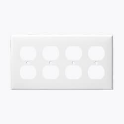 White 4-Gang Mid-Size Duplex Receptacle Plastic Wall Plates