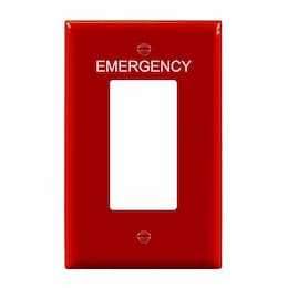 1-Gang Mid-Size Emergency Wall Plate, Decora/GFCI, Red