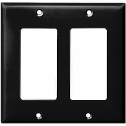 Black Colored 2-Gang Decorator/GFCI Plastic Wall plates