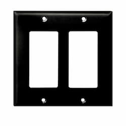 Black 2-Gang Mid-Size Decorator/GFCI Plastic Wall plates