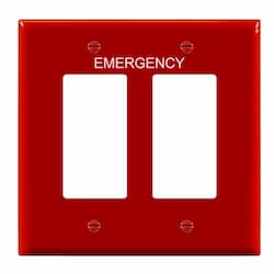 2-Gang Mid-Size Emergency Wall Plate, Decora/GFCI, Red