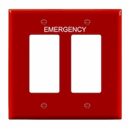 2-Gang Mid-Size Emergency Wall Plate, Decora/GFCI, Red