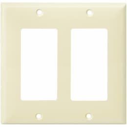 Light Almond 2-Gang Mid-Size Decorator/GFCI Plastic Wall plates