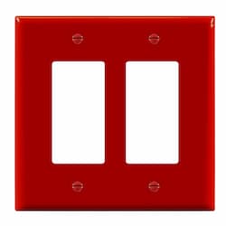 2-Gang Mid-Size Wall Plate, Decora/GFCI, Red
