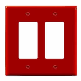 2-Gang Mid-Size Wall Plate, Decora/GFCI, Red
