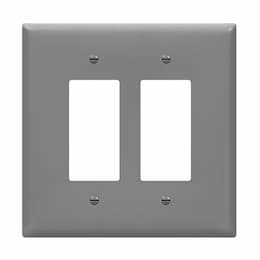 2-Gang Over-Size Wall Plate, Decora/GFCI, Gray