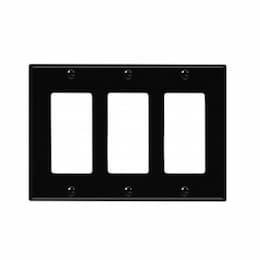 3-Gang Decorator & GFCI Switch Wall Plate, Polycarbonate, Black