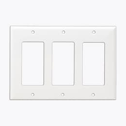 3-Gang Standard Wall Plate, Decora/GFCI, Thermoplastic, Ivory