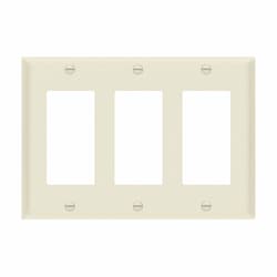 3-Gang Mid-Size Wall Plate, Decora/GFCI, Light Almond