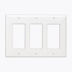 White 3-Gang Mid-Size Decorator/GFCI Plastic Wall plates