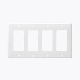 4-Gang Standard Wall Plate, Decora/GFCI, Thermoplastic, Ivory