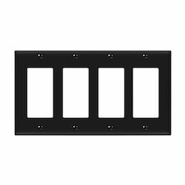 4-Gang Mid-Size Wall Plate, Decora/GFCI, Black