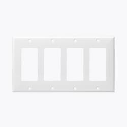 White Colored 4-Gang Decorator/GFCI Plastic Wall plates