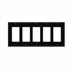 5-Gang Decorator & GFCI Switch Wall Plate, Polycarbonate, Black