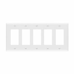5-Gang Standard Wall Plate, Decora/GFCI, Thermoplastic, Gray