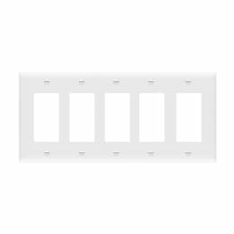 5-Gang Standard Wall Plate, Decora/GFCI, Thermoplastic, Gray