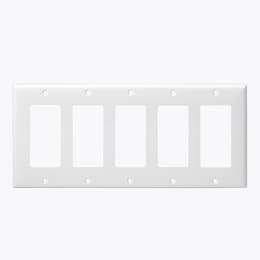 5-Gang Standard Wall Plate, Decora/GFCI, Thermoplastic, Ivory