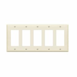 5-Gang Decorator & GFCI Switch Wall Plate, Polycarbonate, Light Almond