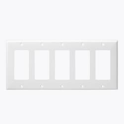 5-Gang Mid-Size Wall Plate, Decora/GFCI, Ivory