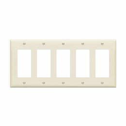 Enerlites 5-Gang Mid-Size Wall Plate, Decora/GFCI, Light Almond