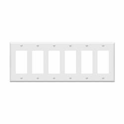 6-Gang Standard Wall Plate, Decora/GFCI, Thermoplastic, Gray