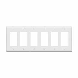 6-Gang Standard Wall Plate, Decora/GFCI, Thermoplastic, Gray