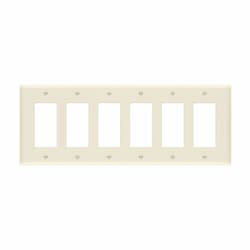 6-Gang Mid-Size Wall Plate, Decora/GFCI, Light Almond