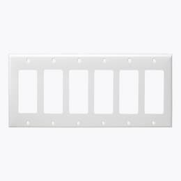 6-Gang Mid-Size Wall Plate, Decora/GFCI, White