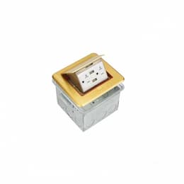 1-Gang Soft Pop-up GCFI Floor Box, Square, 20A, 125V, Brass