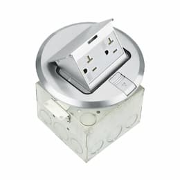 Enerlites Nickel-Plated Brass Round Pop-Up Floor Box w/20 Amp TRWR Duplex Receptacle