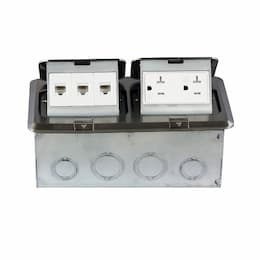 Nickel-Plated 2-Gang Pop-Up Floor Box with 20Amp TR/WR GFCI 