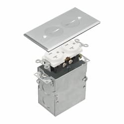 Enerlites Stainless Steel 1-Gang Floor Box with 20A TRWR Duplex GFCI